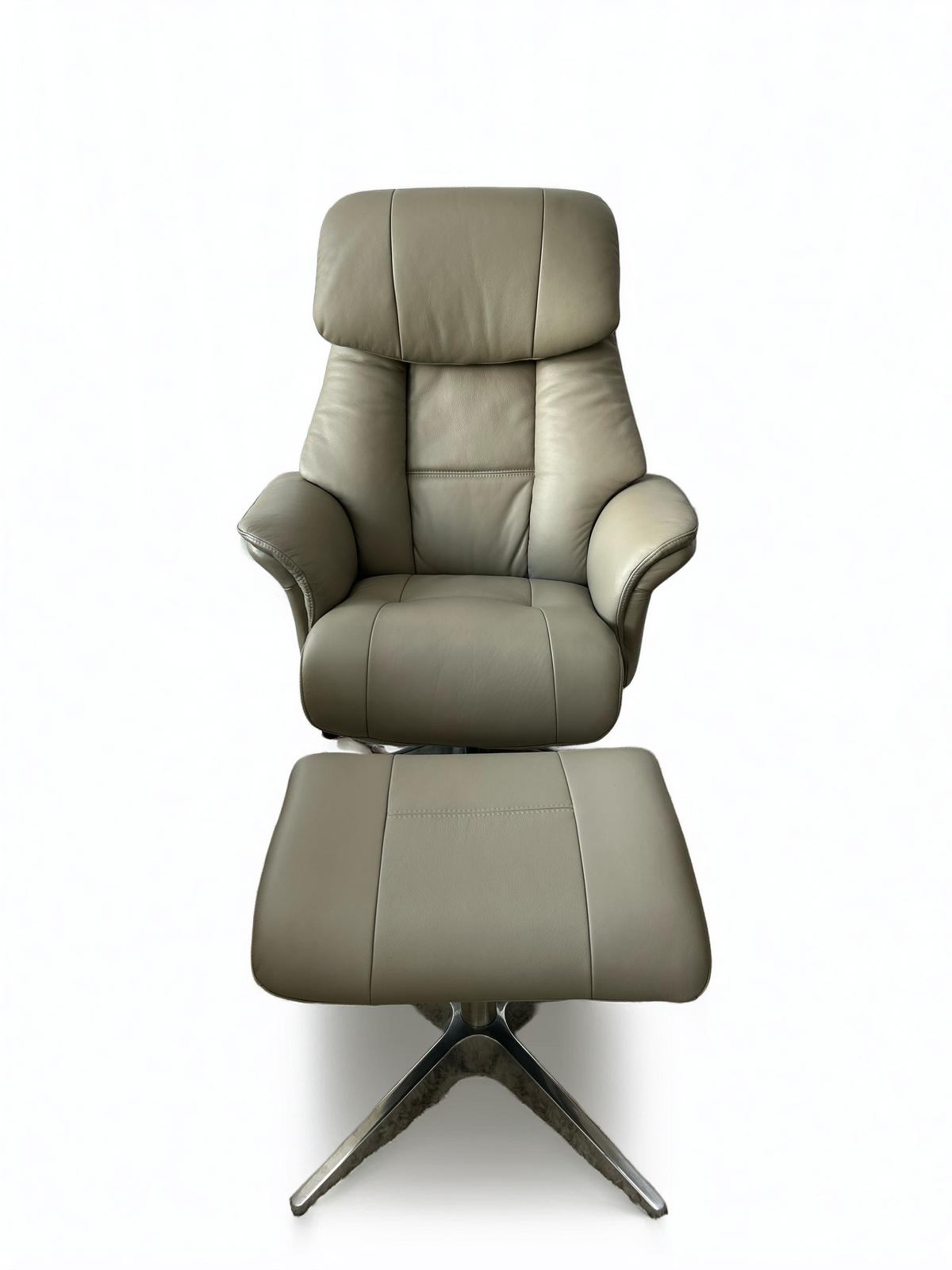 FR Alfredo Leather Prague Grey Recliner