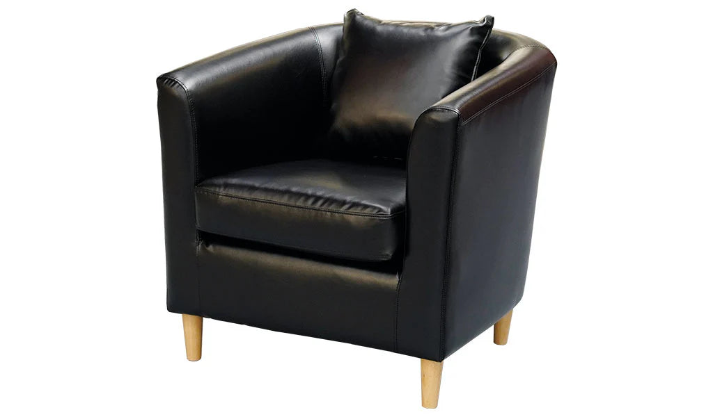 FURN Shelley Black Bonded Leather Tub Chair