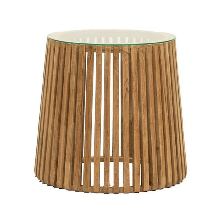 Crusoe Slatted Natural Coffee Table 500mm Dia