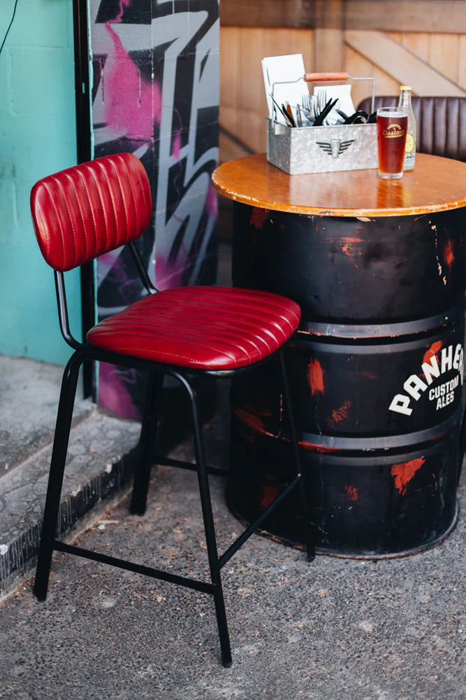 Datsun Vintage Red PU Bar Stool