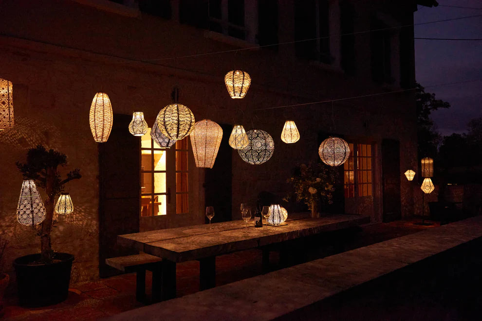 PAR Lantern Round 20cm Grey Blue Folia