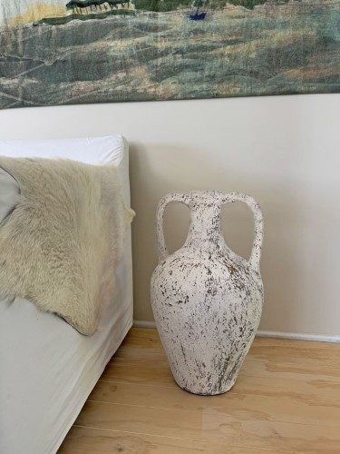 Lombok Urn Buffalo Antique White Wash Medium 42cm