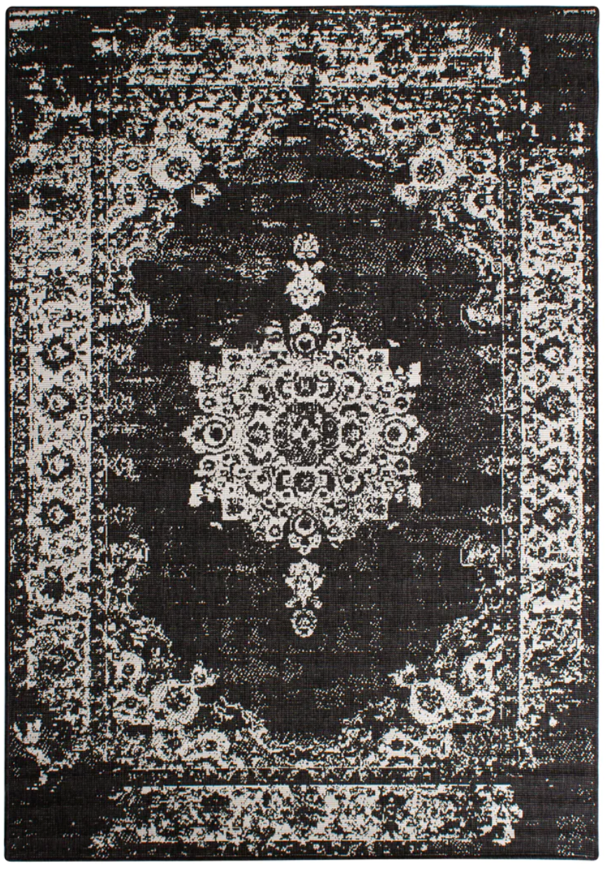 Eden Medallion Black Outdoor Rug 160 X 230cm
