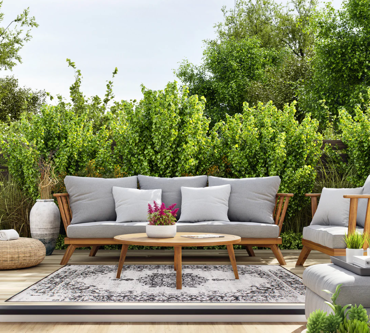 Eden Medallion Black Outdoor Rug 160 X 230cm