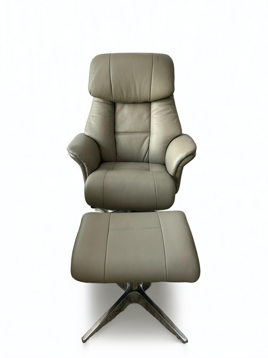 FR Alfredo Leather Prague Grey Recliner