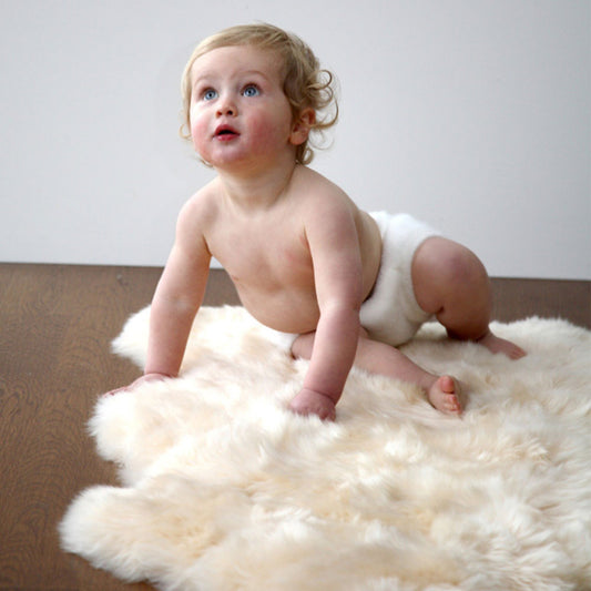 Infant Long Wool Rug Bone 85 x 55cm
