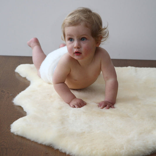 Infant Long Wool Rug Bone 85 x 55cm