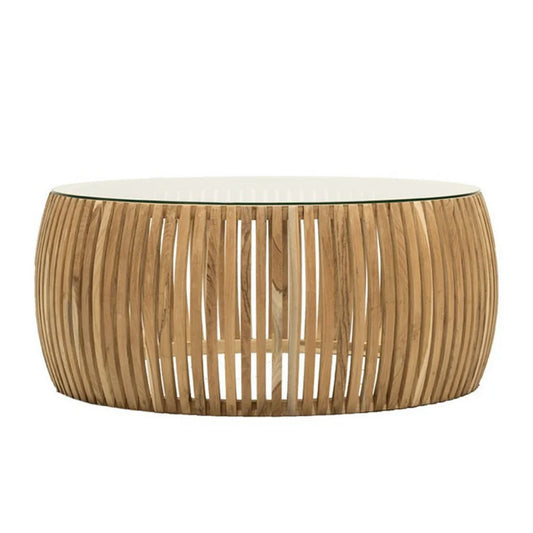 HAWT Crusoe Slatted Natural Coffee Table 90cm Diam