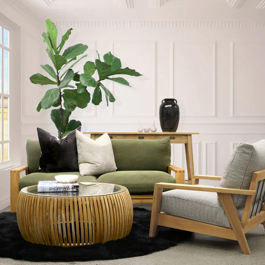 HAWT Crusoe Slatted Natural Coffee Table 90cm Diam
