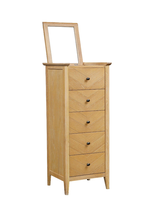 DEB Hemsly 5 Drawer Tall Chest (Slimboy) With Mirror