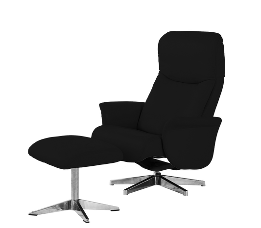 Kasai Leather Noir Black Recliner