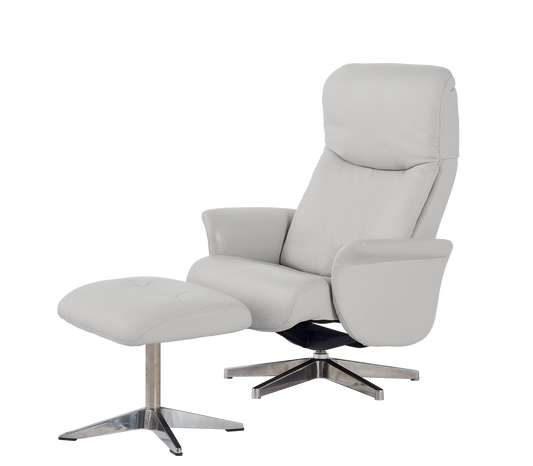 FR Kasai Leather Prague Grey Recliner