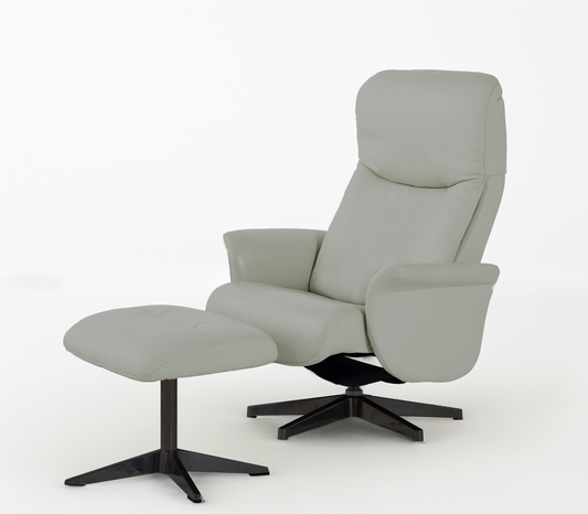 Kasai Leather Prague Grey Recliner