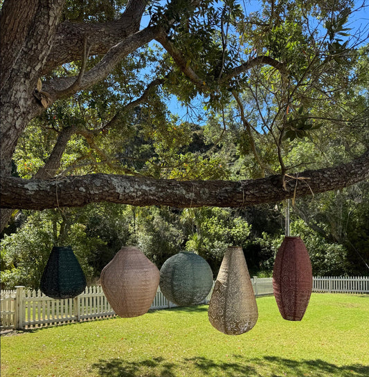 Lantern Round 20cm Grey Blue Folia