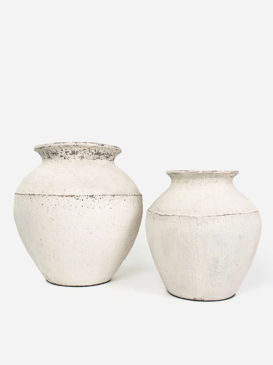 Lombok Urn Ivy Dappled White Wash Large