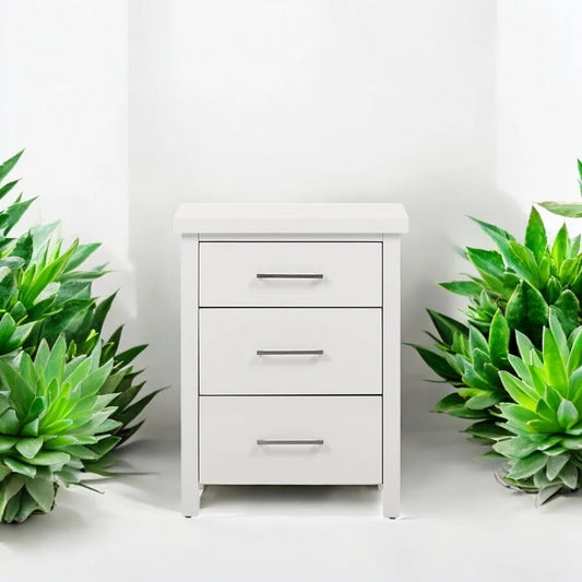 SF Master 3 Drawer White Bedside