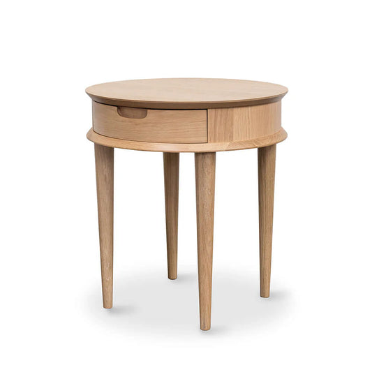 Oslo Round Lamp Table With Drawer