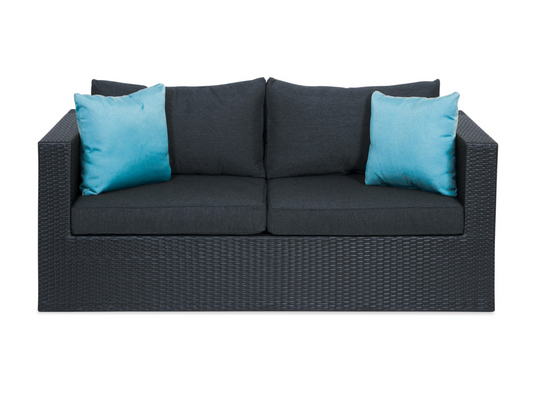 Mode 2 Seater Mocha Wicker/Black Cushions