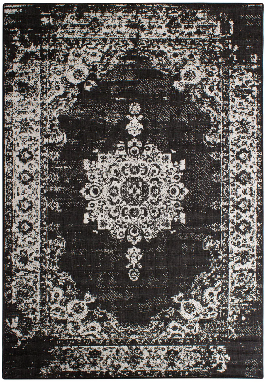 Eden Medallion Black Outdoor Rug 160 X 230cm