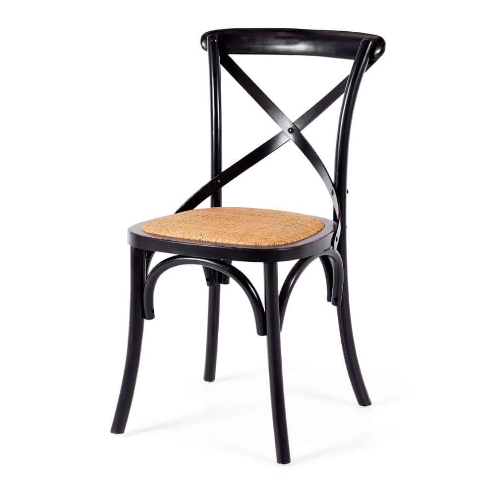 Villa X Back Aged Black Rattan Seat Chair