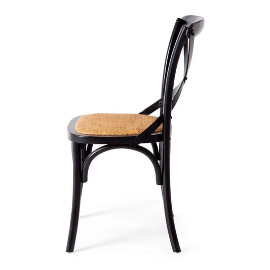 Villa X Back Aged Black Rattan Seat Chair