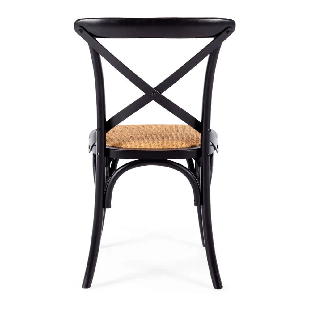 Villa X Back Aged Black Rattan Seat Chair