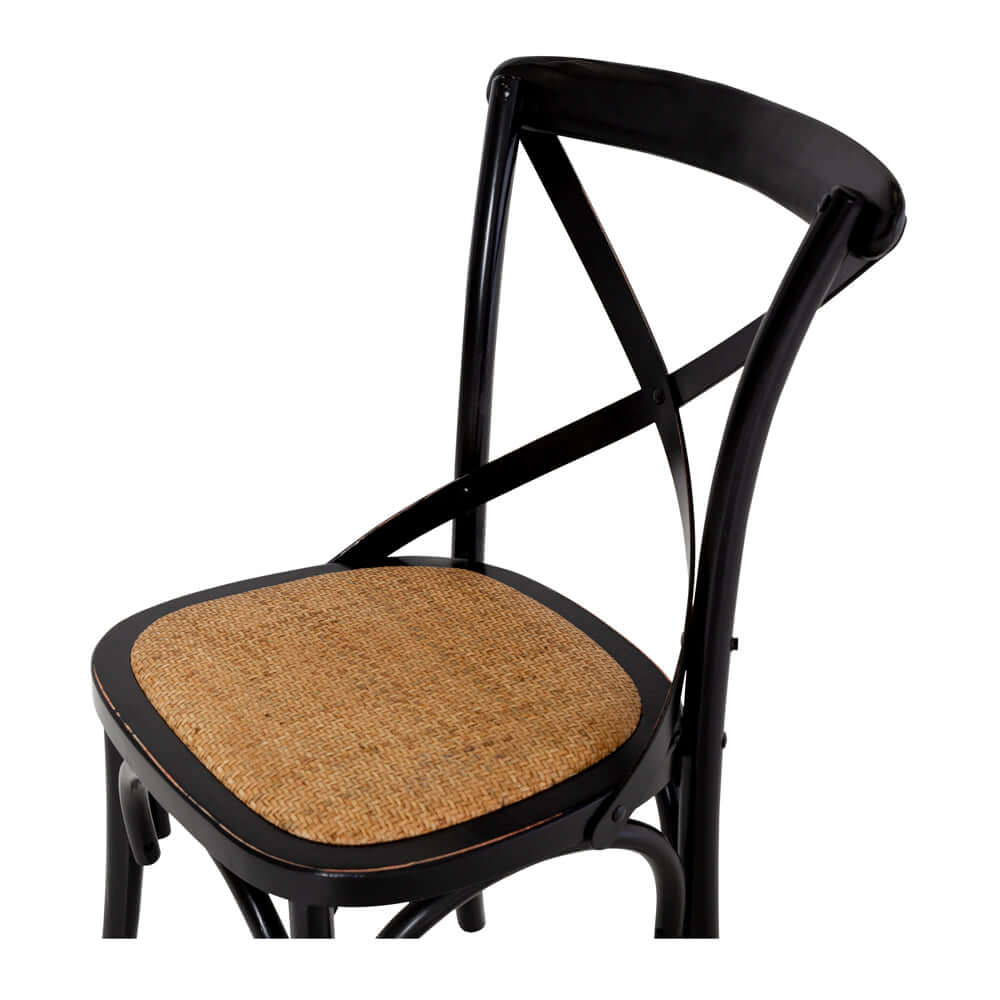 Villa X Back Aged Black Rattan Seat Chair