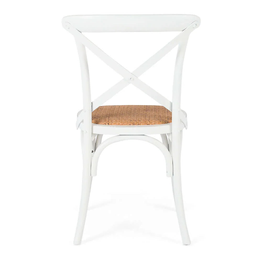 Villa X Back Chair Aged White Rattan Seat