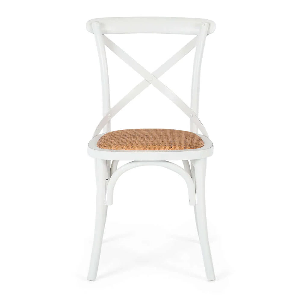 Villa X Back Chair Aged White Rattan Seat