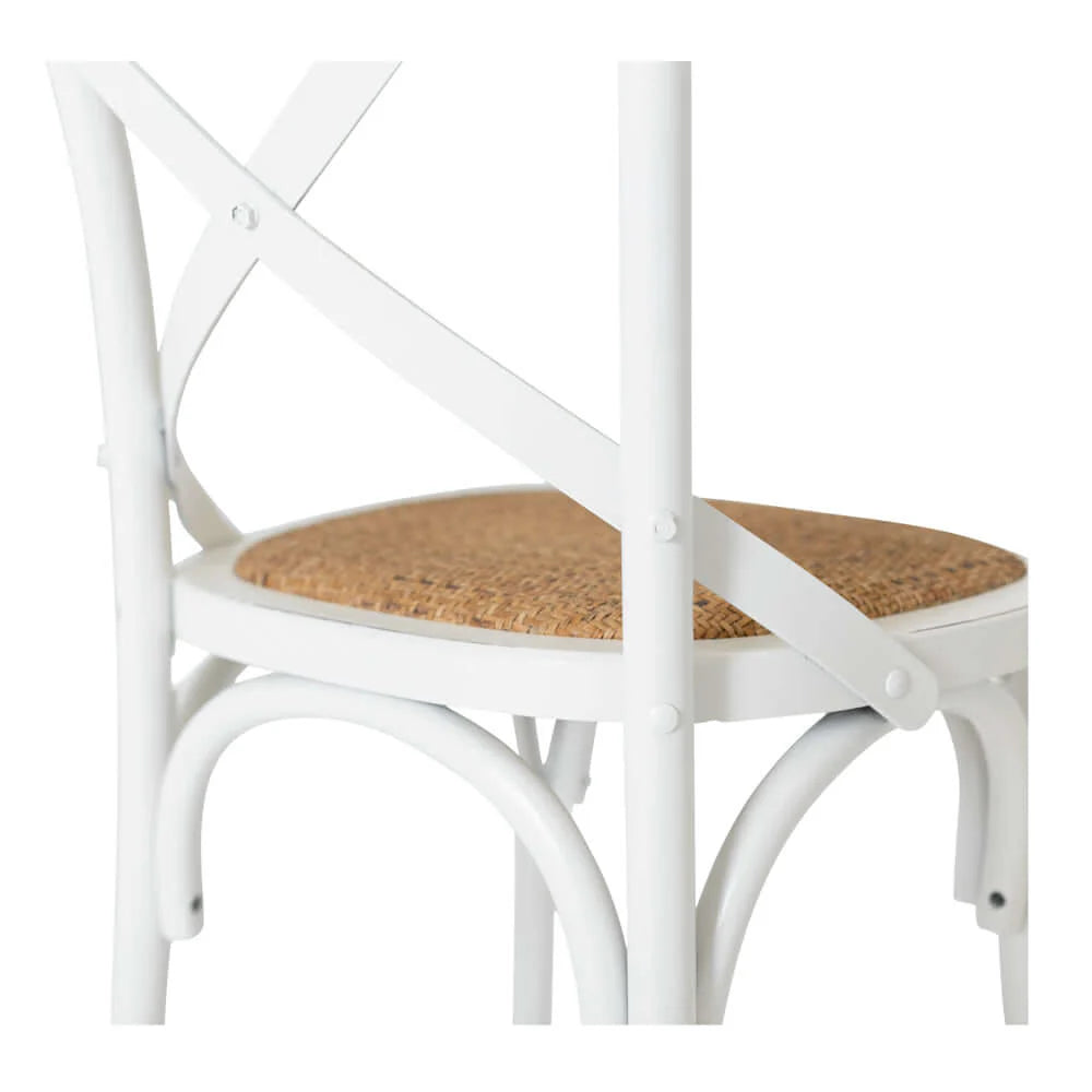 Villa X Back Chair Aged White Rattan Seat